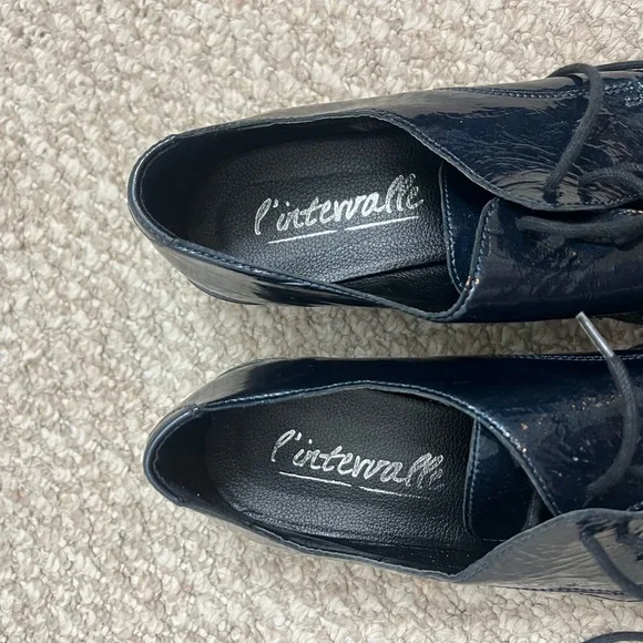 l’intervalle oxfords lace up blue black silver studded size 40 pointed toe - Picture 3 of 13